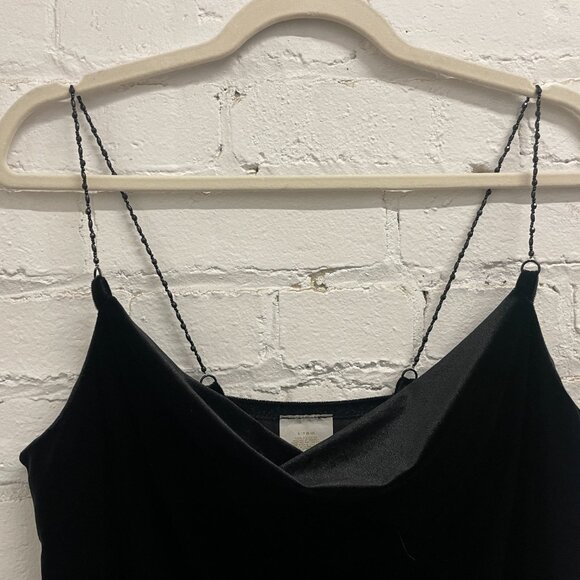 Soft Black Velvet dress Beaded straps - Picture 8 of 9